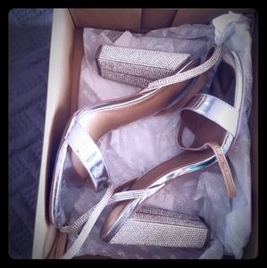 ASOS Hot Step Silver Rhinestone Heels Size US 9